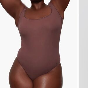 Skims stretch cotton ribbed garnet brown tank top body suit size 3X